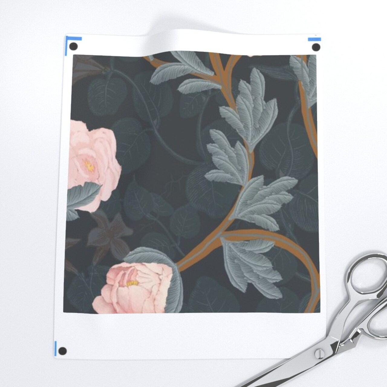Elegant Rose Blush Pink Charcoal Gray Feminine Floral Chinoiserie Custom Printed Fabric by Spoonflower Various Fabrics by the Yard or Fat Quarter